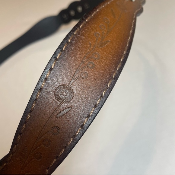 Belt women’s western with silver accents. Floral etched design.  43” long. Used. - Picture 5 of 8